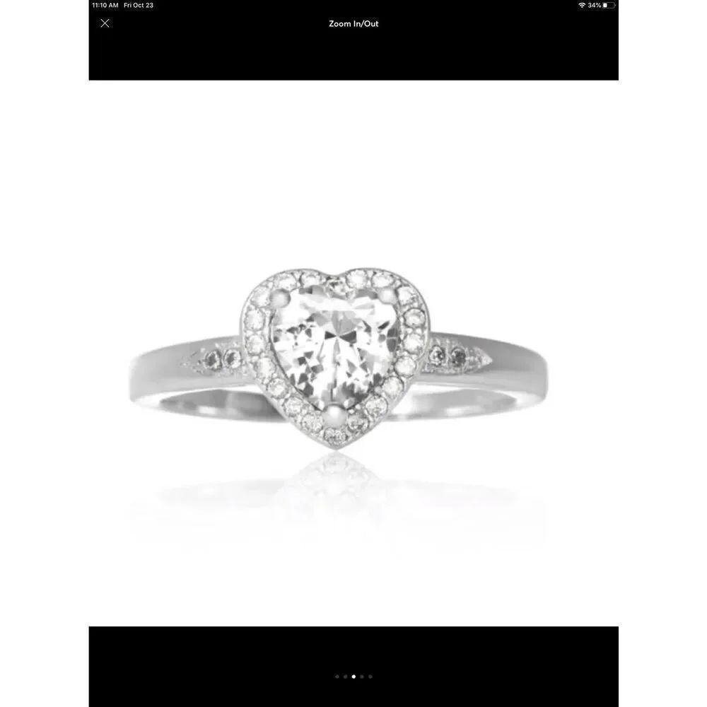 Gorgeous 1 Ct. Halo Design Heart Sim Diamond Ring Sz 8